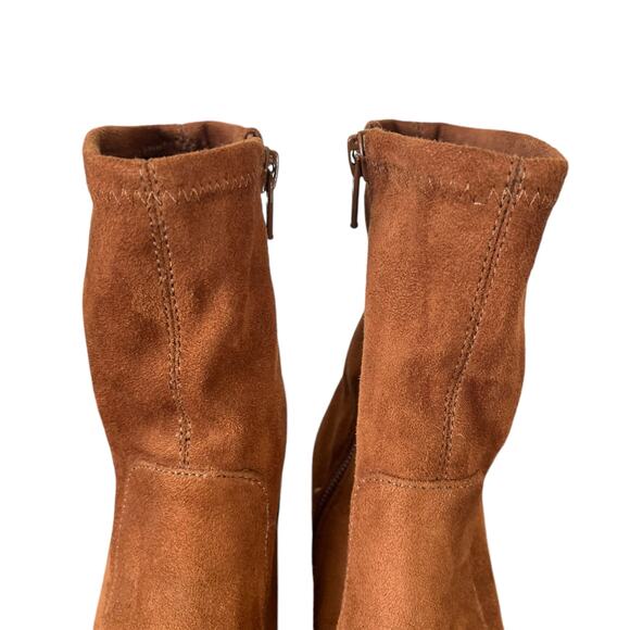 Naturalizer Rebecca Mid-Calf Boots Booties Womens Size 7 Rust Faux Suede Heels - Picture 6 of 10